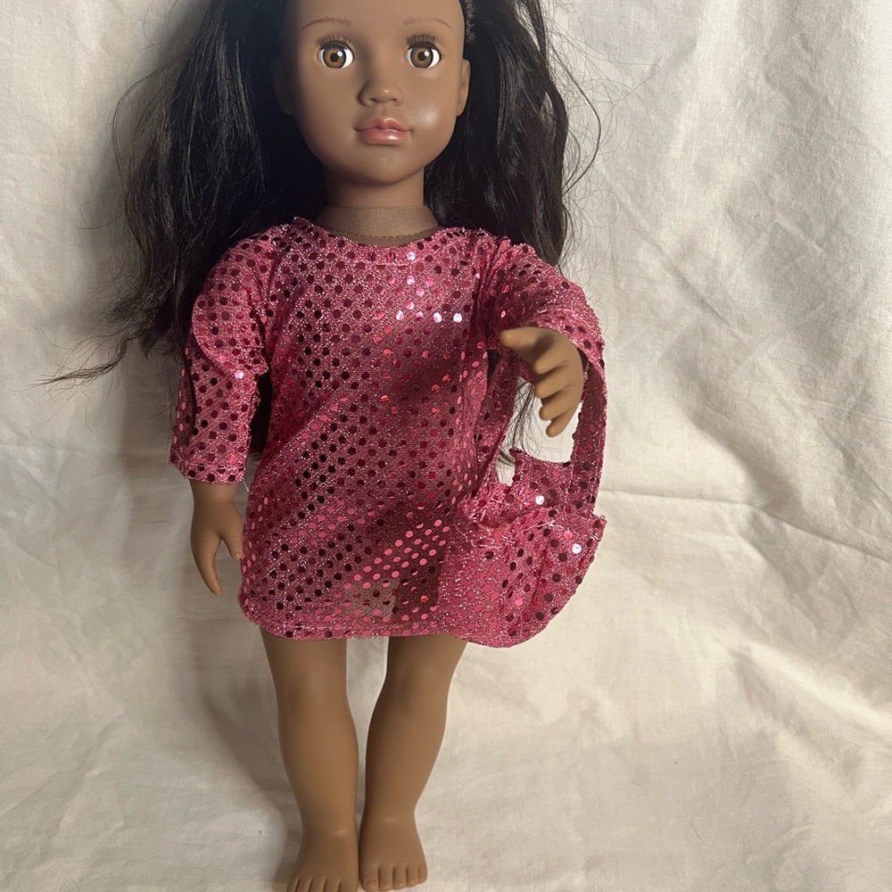 Pink Sequin Dress Doll